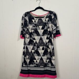 Eliza J Geometric Black Pink Shift Dress 12